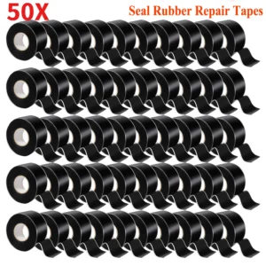 50pcs Black Rubber Silicone Repair Waterproof Adhesive Tape Rescue Self Fusing